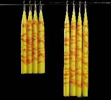 Leuchterkerzen gelb-orange Lavadrop 25 und 35 cm